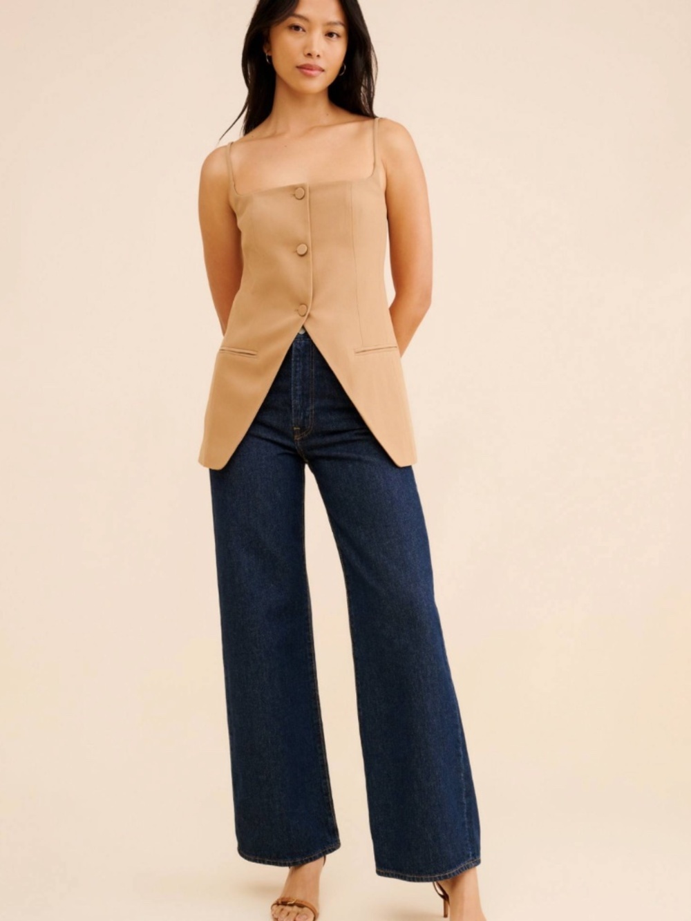 NWT MARE MARE x ANTHROPOLOGIE | Square-Neck Vest in Neutral | Size Small - Picture 2 of 12